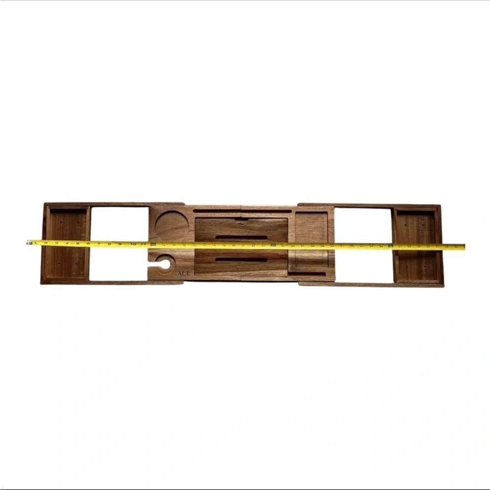 XCE Lifestyle Wooden Bath Caddy Tray with Expandable Design
